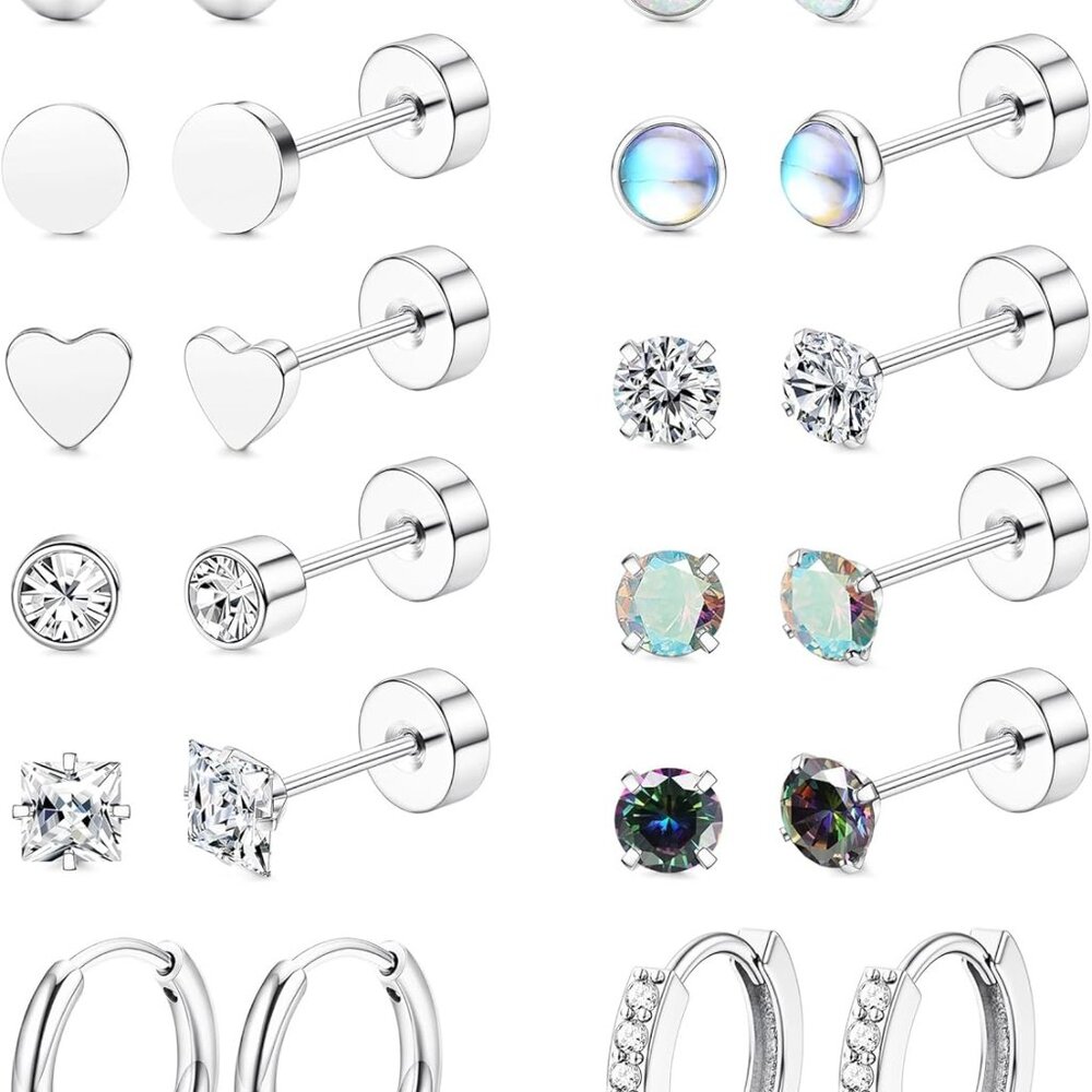 Hypoallergenic Flat Back Earrings For Women-Surgical Steel Earrings For Sensitiv